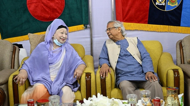 Khaleda Zia Holds Private Conversation with Chief Adviser at Senakunja Event