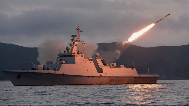 North Korea Tests Cruise Missile from New Destroyer, Kim Jong Un Oversees Launch