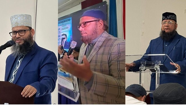 Photo: (from left) National President Imam Delwar Hossain, National Assistant Executive Director Hafiz Abdullah Arif, and Professor Dr. Ruhul Amin.